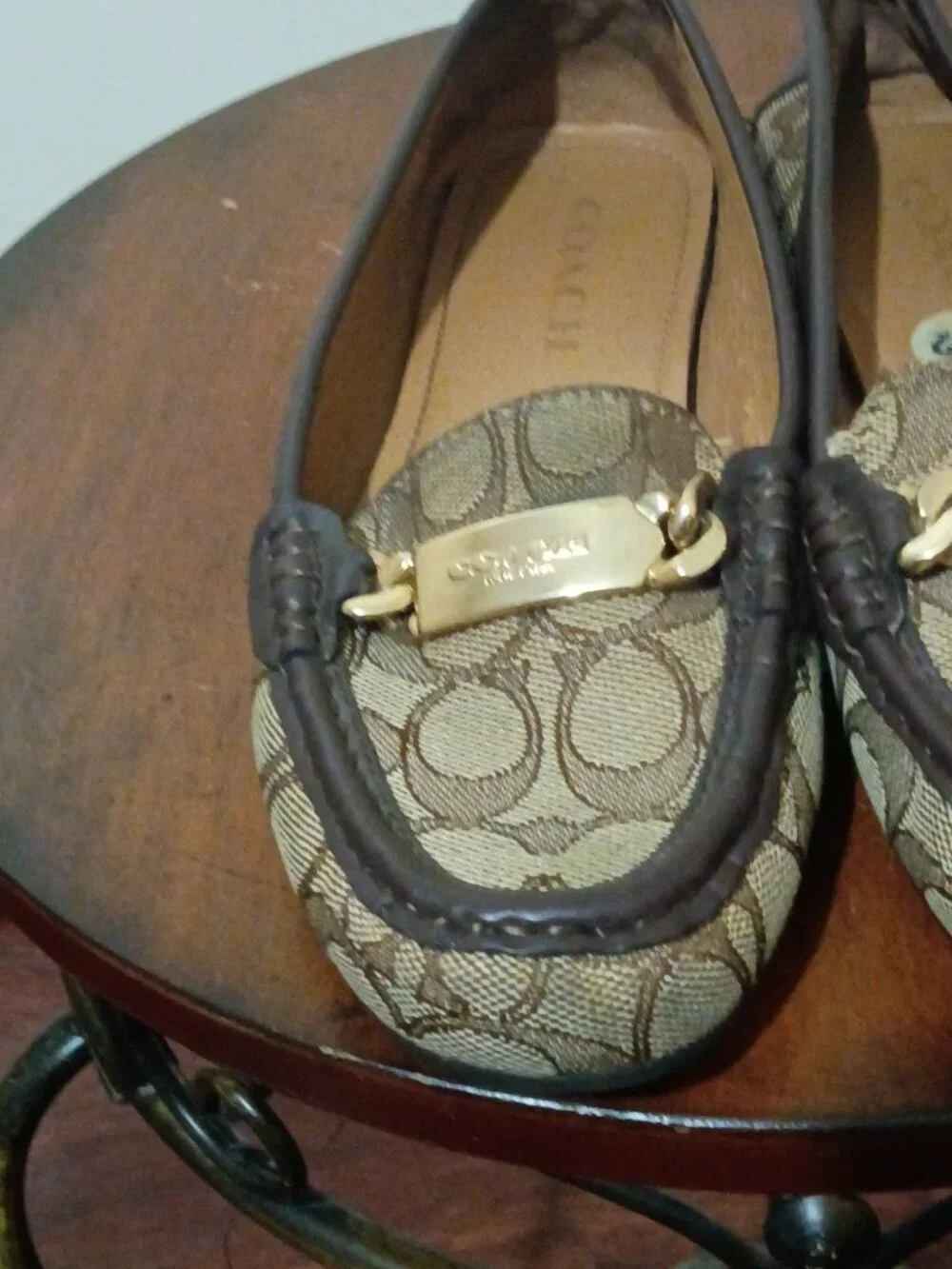 Coach Women's Olive A01918 Brown Monogram Print Slip-On Loafer Flats Size 7.5B